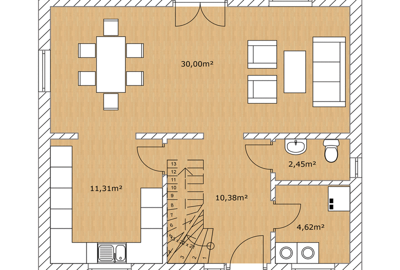 Schwedenhaus Krone 100 Erdgeschoss Grundriss