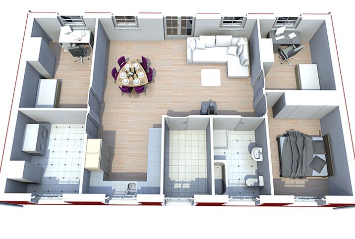 Schwedenhaus Krone 100e Innenansicht in 3D