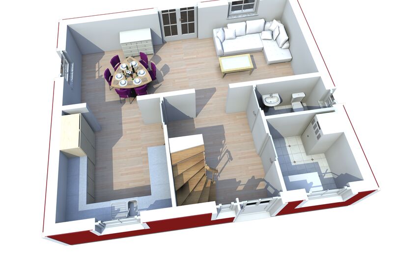 Schwedenhaus Krone 100 Erdgeschoss in 3D